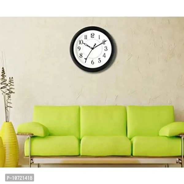 Masstone Shraddha Series 2047 Black Round Plastic Body Analog Wall Clock with Glass (27.5 x 27.5 cm), Qty: 1