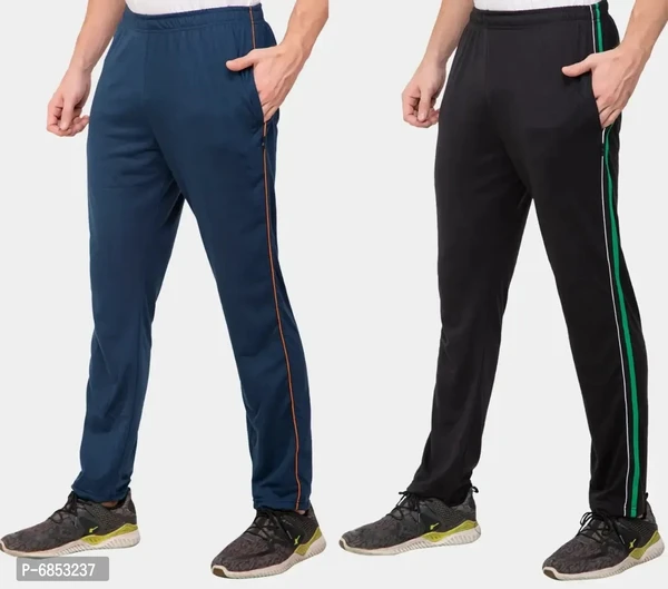 Stylish Trendy Polyester Blend Solid Trackpants For Men Pack Of 2 - XL