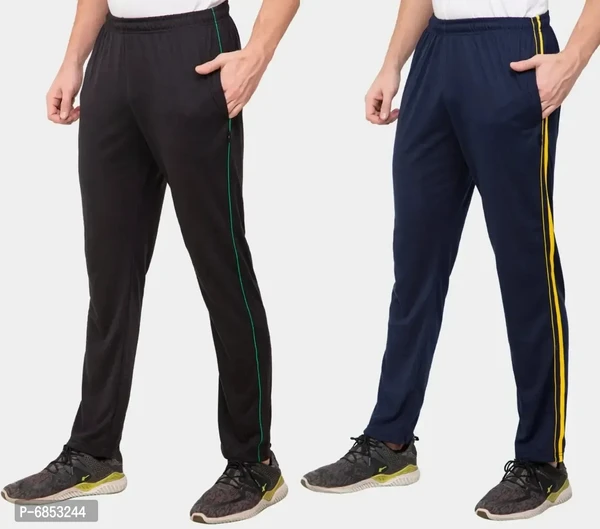 Stylish Trendy Polyester Blend Solid Trackpants For Men Pack Of 2 - L