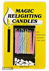 Birthday Party Magic Relighting Wax Candles (5 Packet, 10 Candles in Each Packet)