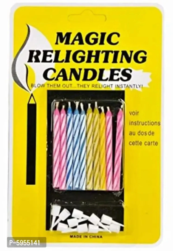 Birthday Party Magic Relighting Wax Candles (5 Packet, 10 Candles in Each Packet)