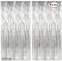 Silver Foil Curtain Pack of 2 for Birthday, Anniversary Marriage and Bachelorette Decoration(Made in India)