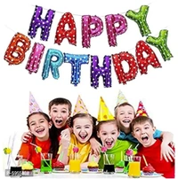Happy Birthday Balloons for Decoration /Happy Birthday Letters foil Balloons for 1st Birthday Party (13 Letters) _ Multi Color (Made in India)