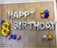 Happy Birthday Silver Balloons for Decoration /Happy Birthday Letters foil Balloons for 1st Birthday Party (13 Letters) _ (Made in India)