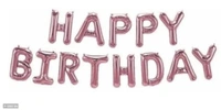 Happy Birthday Rose Gold Balloons for Decoration /Happy Birthday Letters foil Balloons for 1st Birthday Party (13 Letters) _ (Made in India)
