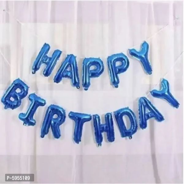 Happy Birthday Blue Balloons for Decoration /Happy Birthday Letters foil Balloons for 1st Birthday Party (13 Letters) _ (Made in India)