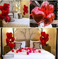 Red Heart Shape Party Decorative Foil Balloon _ Pack of 10 Pcsnbsp;