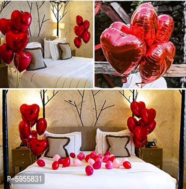 Red Heart Shape Party Decorative Foil Balloon _ Pack of 10 Pcsnbsp;