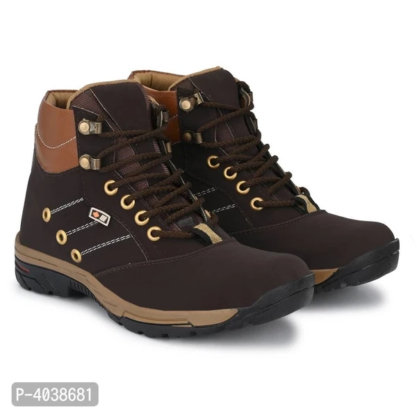 Women's Brown Synthetic Leather High Ankle-Length Tough Boots - 7UK