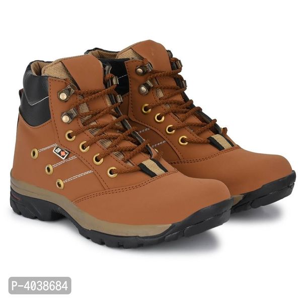 Men's Synthetic Leather High Ankle Length Tough Boots - 9UK