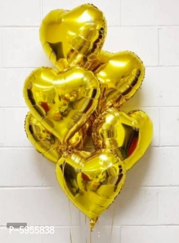 Golden Heart Shape Party Decorative Foil Balloon _ Pack of 10 Pcs&nbsp;
