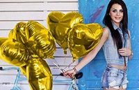 Golden Heart Shape Party Decorative Foil Balloon _ Pack of 10 Pcs&nbsp;