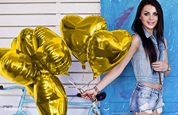 Golden Heart Shape Party Decorative Foil Balloon _ Pack of 10 Pcs&nbsp;