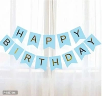 Blue Happy Birthday Banner Stylish Decorations and Party Supplies Banner(Made in India)