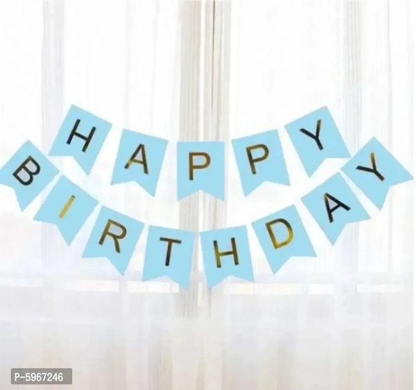 Blue Happy Birthday Banner Stylish Decorations and Party Supplies Banner(Made in India)
