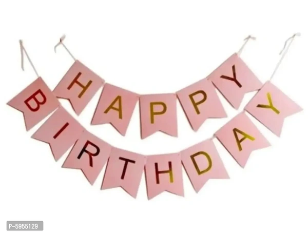 PINK Happy Birthday Banner Stylish Decorations and Party Supplies Banner(Made in India)