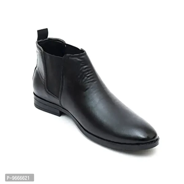 Honey Step Men Shine Black Synthetic Leather Boots - Black, 9UK