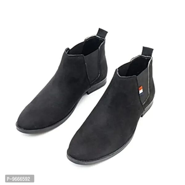 Honey Step Men Black Synthetic Leather Boots - 8UK, Black