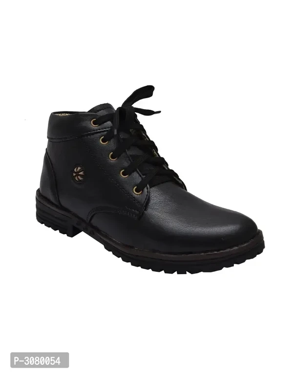 Men's Synthetic Mid Ankle Black Casual Boots - Black, 6UK