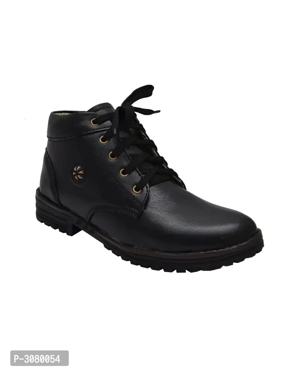Men's Synthetic Mid Ankle Black Casual Boots - Black, 7UK