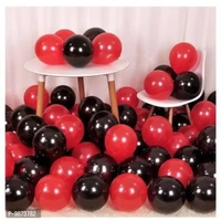 Trendy Solid Metallic Hd Shiny Toy Balloons -50 Black And 50 Red Balloons For Decoration And Party