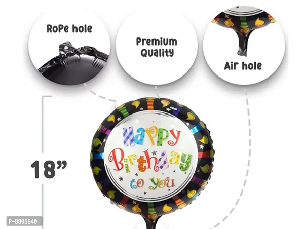 Set Of 35 Pieces - Black Gold Stars ,Champagne Bottle ,Printed Happy Birthday ,Green Theme Metallic Foil Balloons