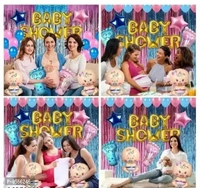 Trendy Kg Baby Shower Combo Decorations Set-38Pcs Baby Shower Balloon, Latex, Star Foil Balloon, Baby With Foil Curtain For Maternity