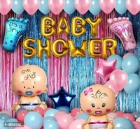 Trendy Kg Baby Shower Combo Decorations Set-38Pcs Baby Shower Balloon, Latex, Star Foil Balloon, Baby With Foil Curtain For Maternity