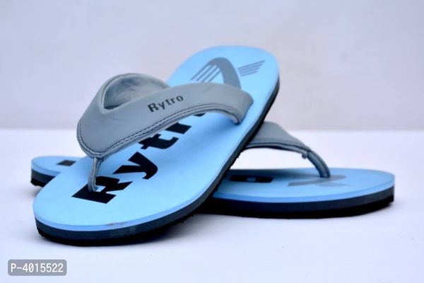 Comfortable Sky Blue Fabric Slippers For Men - 6UK