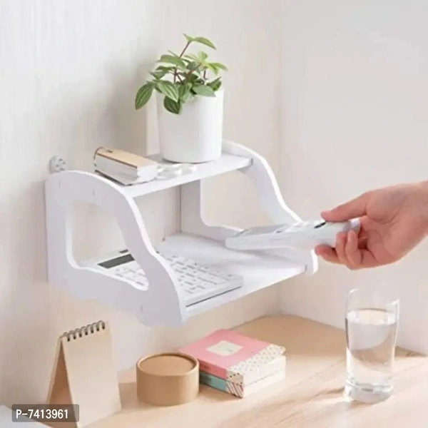 Router TV Setup Box Wall Shelf WiFi Stand Mounted Rack Car Shaped Holder,1- Piece WHITE