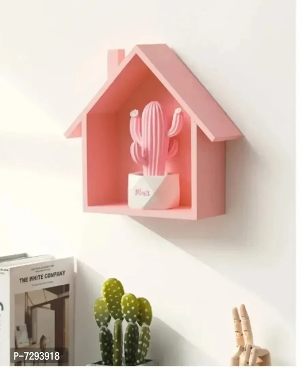 Wall Beautiful HUT Shape Floating hanging rack shelves for home and living room Wooden Wall Shelf