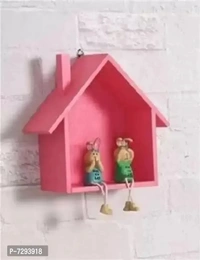 Wall Beautiful HUT Shape Floating hanging rack shelves for home and living room Wooden Wall Shelf