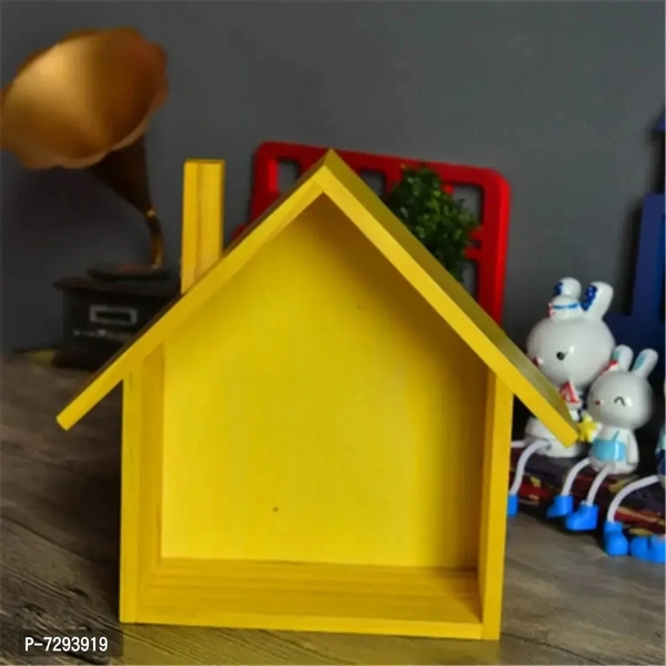 Wall Beautiful HUT Shape Floating hanging rack shelves for home and living room Wooden Wall Shelf