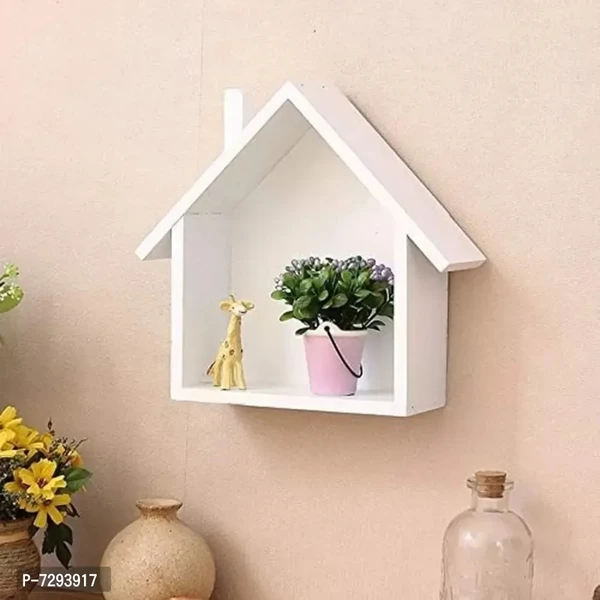 Wall Beautiful HUT Shape Floating hanging rack shelves for home and living room Wooden Wall Shelf