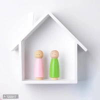 Wall Beautiful HUT Shape Floating hanging rack shelves for home and living room Wooden Wall Shelf