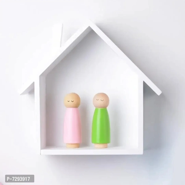 Wall Beautiful HUT Shape Floating hanging rack shelves for home and living room Wooden Wall Shelf
