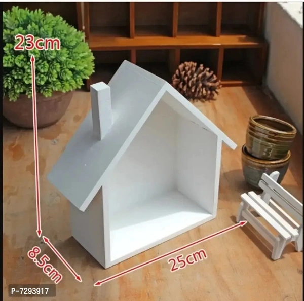 Wall Beautiful HUT Shape Floating hanging rack shelves for home and living room Wooden Wall Shelf