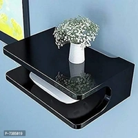 Engineered Wood Glossy Wall Mount Setup Box Shelf for Holding Speakers Wi-Fi Router Game Console Remote Streaming Device (Standard, Brown) - Set of 1 Color: Black