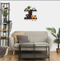 I SHAPE Wooden Wall Shelf - Floating Storage Rack for Living Room