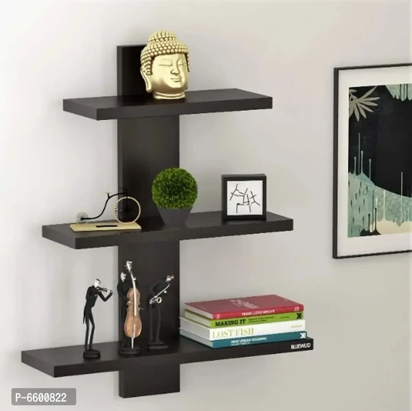 Wooden Floating Wall Shelf with 3 Shelves Wall Mounted Shelf for Living Room, Bedroom, Office Decor - Display Rack for Books, Kitchen Wall Storage Unit