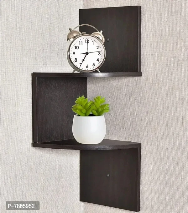 Wooden Wall Zigzag Corner 2 Tier Walls Shelf Wall Hanging Decorative flouting Mounted Shelf