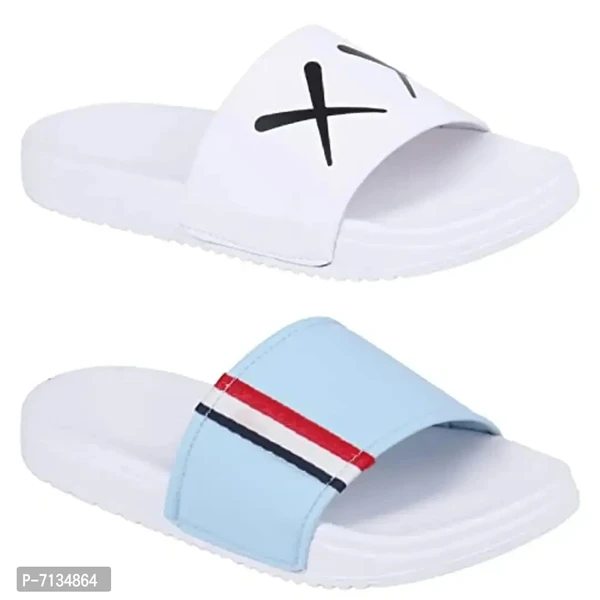 PERY-PAO Mens Combo Comfort Sliders  Boys Flip-Flops - White, 6UK