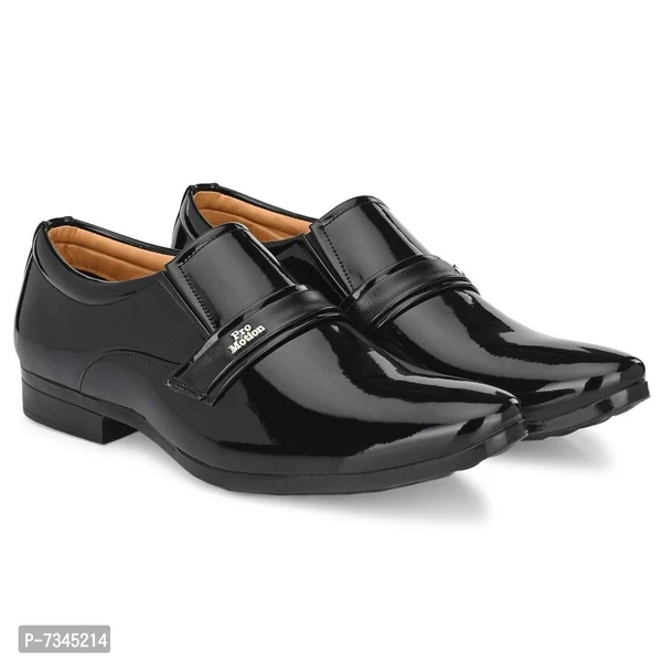 Stylish Fancy Premium Patent Leather Black Slip-On Designer Party Wear Men Formal Shoes For Men - Black, 6UK