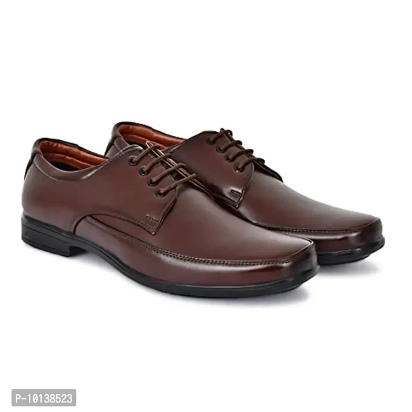 SHUAN Synthetic Leather Formal Oxford Shoes Brown - Brown, 6UK