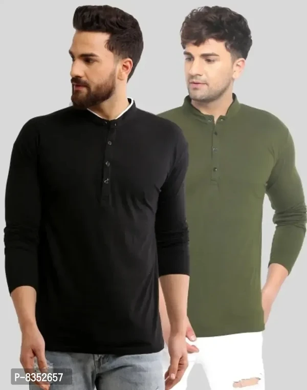 Stylish Cotton Solid Tees Combo For Men Pack Of 2 - M