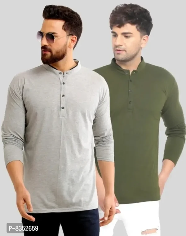 Stylish Cotton Solid Tees Combo For Men Pack Of 2 - M