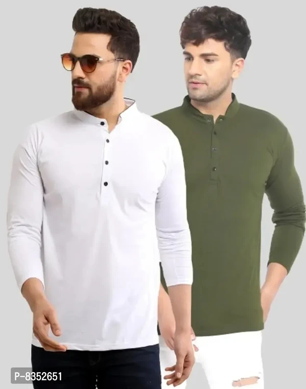 Stylish Cotton Solid Tees Combo For Men Pack Of 2 - M