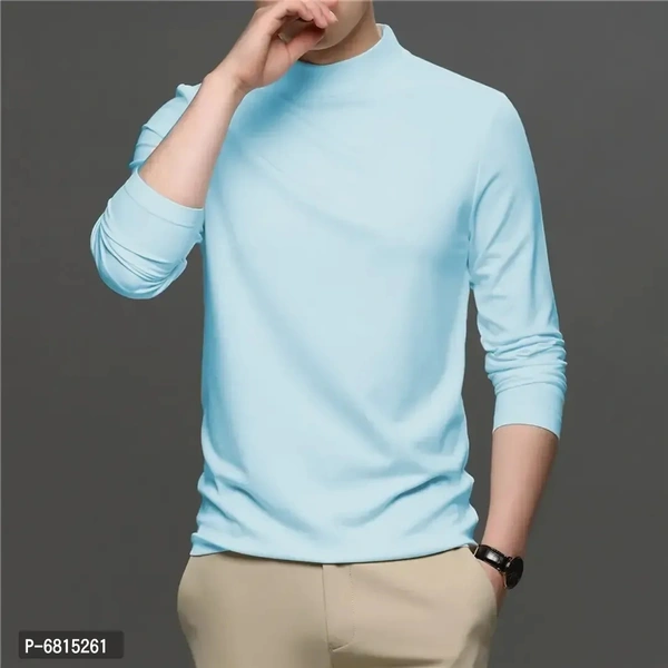 Lime Men's full sleeves turtle neck/high neck t shirt - Blue, S