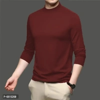 Lime Men's full sleeves turtle neck/high neck t shirt - Maroon, M