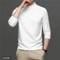 Lime Men's full sleeves turtle neck/high neck t shirt - White, S